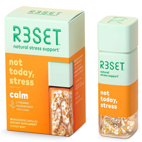 R3SET Calm | Natural Stress Relief & Anxiety Supplement | Herbal Immunity Support | Ashwagandha, L-Theanine, Vitamin D3, Valerian, Ahiflower, GABA, 5-HTP | Caffeine-Free | 14 Vegan Capsules