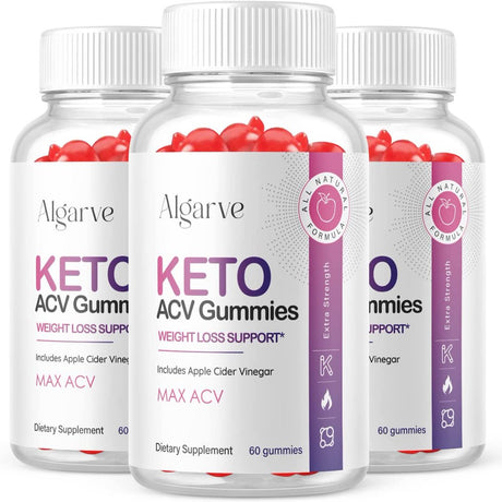 (3 Pack) Algarve Keto ACV Gummies - Supplement for Weight Loss - Energy & Focus Boosting Dietary Supplements for Weight Management & Metabolism - Fat Burn - 180 Gummies