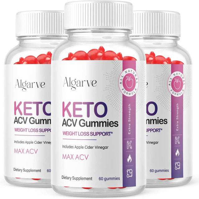 (3 Pack) Algarve Keto ACV Gummies - Supplement for Weight Loss - Energy & Focus Boosting Dietary Supplements for Weight Management & Metabolism - Fat Burn - 180 Gummies