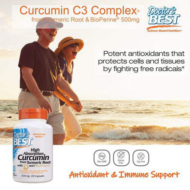 Doctor'S Best DRB- High Absorption Curcumin from Turmeric Root with C3 Complex & Bioperine 500Mg (120 Capsules)