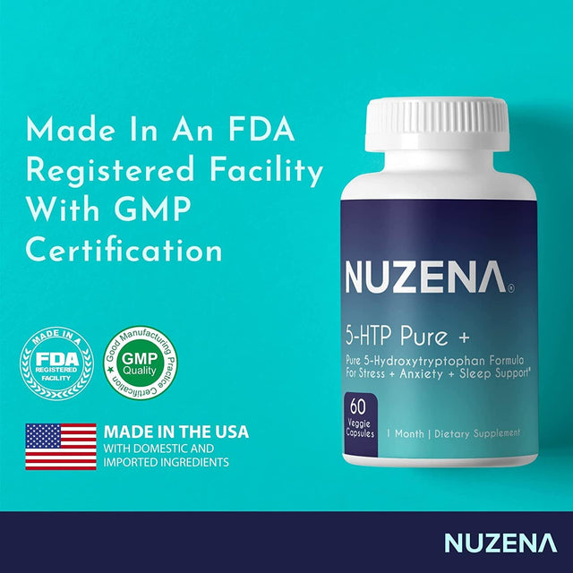 5-HTP Pure +, 60 Veggie Capsules for Better Sleep and Mood Regulation, Made in USA Non-Gmo, Sugar Free & Gluten Free Supplement