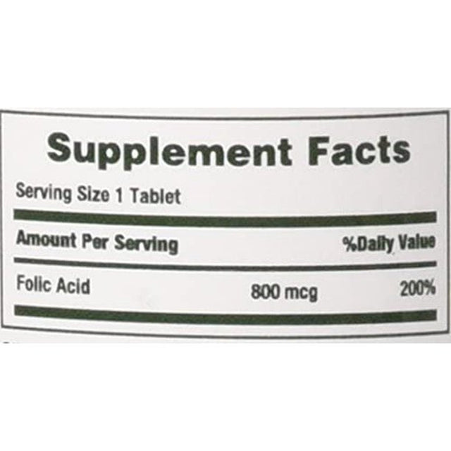 Nature'S Bounty Folic Acid 800 Mcg Vitamin Supplement, 250 Tablets