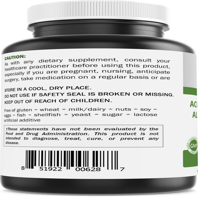 Brieofood Acetyl L-Carnitine Alpha Lipoic Acid ( ALA ALC) 750 Mg 120 Capsules