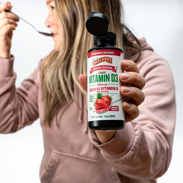 Barlean'S Seriously Delicious Strawberry Milkshake Vitamin D3 Supplement - Vegan, Sugar-Free, Non-Gmo, Gluten Free - 5.6 Oz