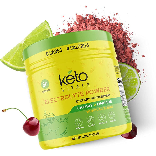 Keto Vitals Keto Electrolytes Powder for Hydration, Sleep, Energy, Muscle Function Cherry Limeade 10 Oz