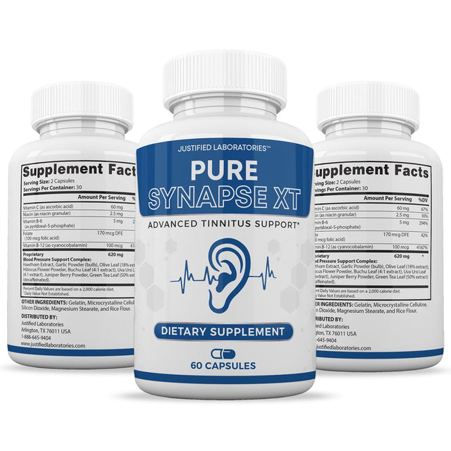 Pure Synapse XT Tinnitus Support Hearing Ear Ringing Memory Focus 120 Capsules