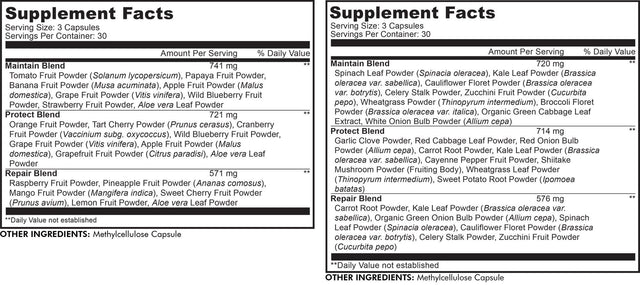 Codeage Instantfood Easy Veggies + Fast Fruits Bundle, Whole Food Greens Vegetable & Fruits Vitamins, 180 Ct