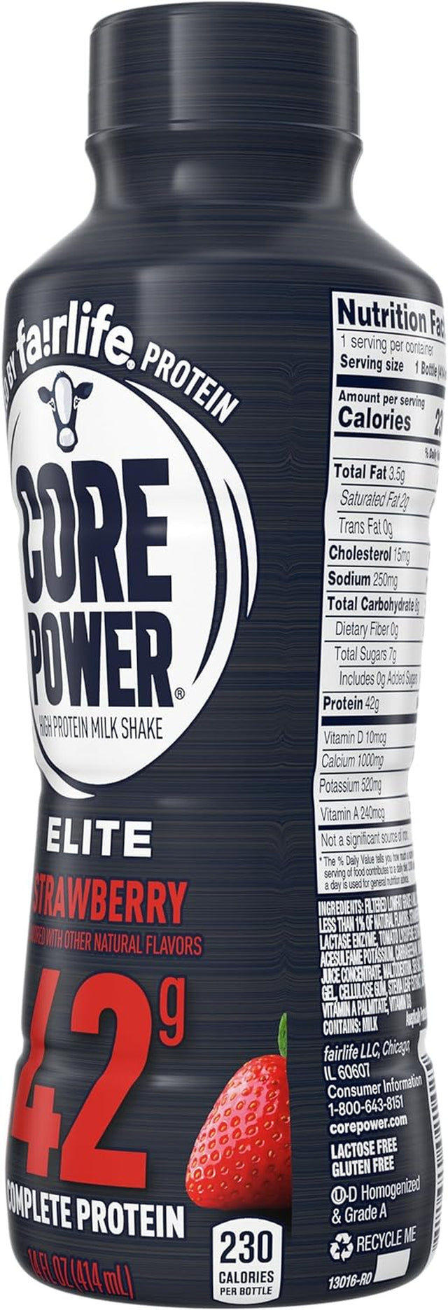 Core Power Fairlife Elite 42G High Protein Milk Shake, Ready to Drink for Workout Recovery , Strawberry, 14 Fl Oz (Pack of 1)