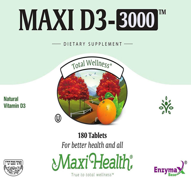 Maxi Health Kosher Vitamin D3 3000 IU - 180 Tablets