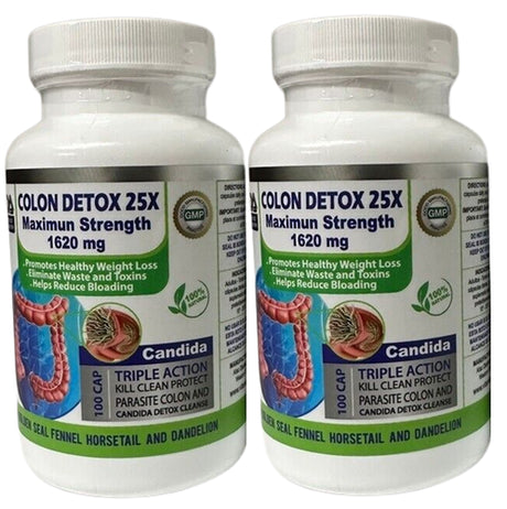 COLON DETOX Body Cleanse Maximum Strength Cleansing Diet Weight Loss Pills - 100 Capsules (Pack of 2)