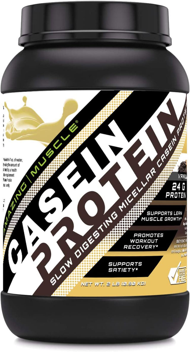 Amazing Muscle Casein Protein 2 Lb - Promotes Lean Muscle Gain - May Benefit the Immune System - Supports Swift Muscle Recovery (Vanilla)