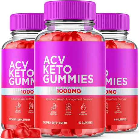 (3 Pack) ACV Keto Gummies Advanced Weight Loss - Fat Utilizing Weight Loss, Appetite Suppressant, Energy & Metabolism Booster - All Natural, Non-Gmo - (180Ct)