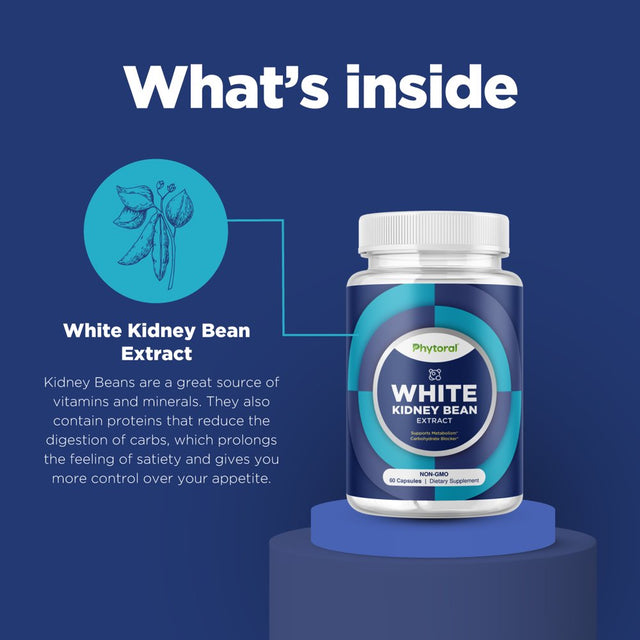 White Kidney Bean Carb Blocker - 1200Mg per Serving Equivalent White Kidney Bean Extract Carb and Sugar Blocker Appetite Suppressant Slimming Pills - Hunger Suppressant for Women and Natural Energy