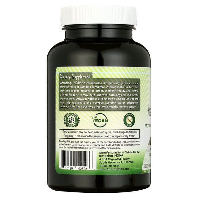 Amazing India Ashwagandha 500 Mg 120 Vcaps