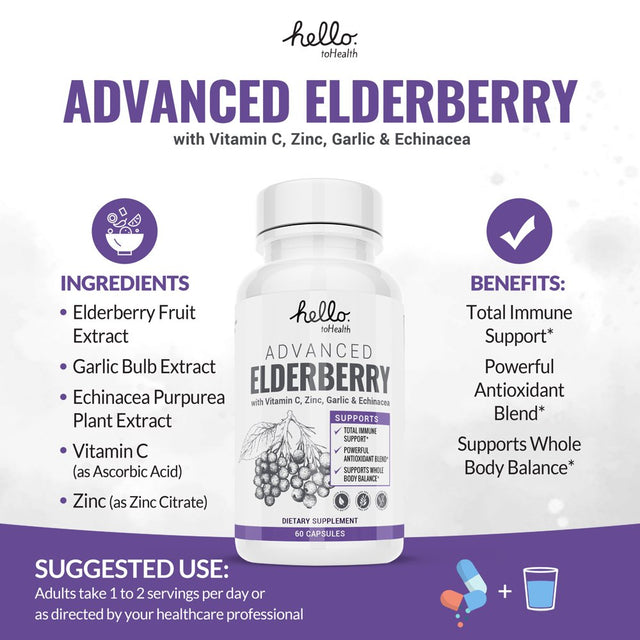 Complete Elderberry Capsules with Vitamin C and Zinc - Total Immune Support Complex - All-Day Immune System Booster for Men and Women - (120 Capsules)