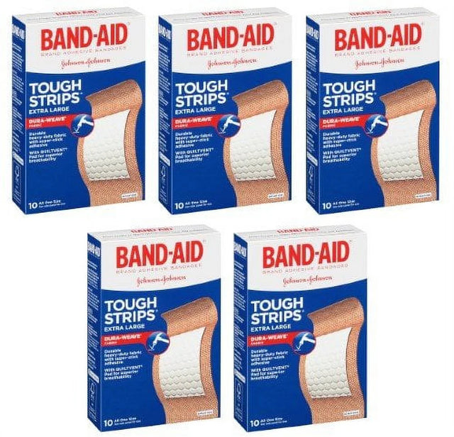 Band-Aid Water Block Tough-Strip Waterproof Elastic Bandage XL, 10Ct 5-Pack