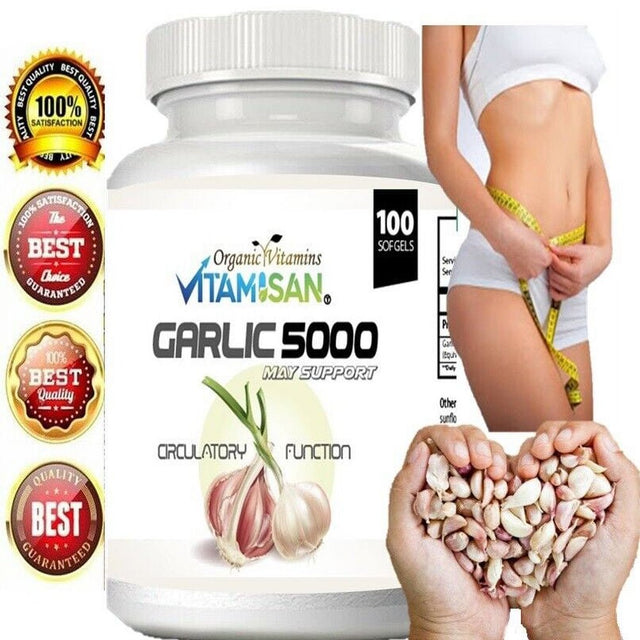 2 Garlic Fresh Extract 5000 Mg Cholesterol Health Supp 200 Antioxidant Pills Gel