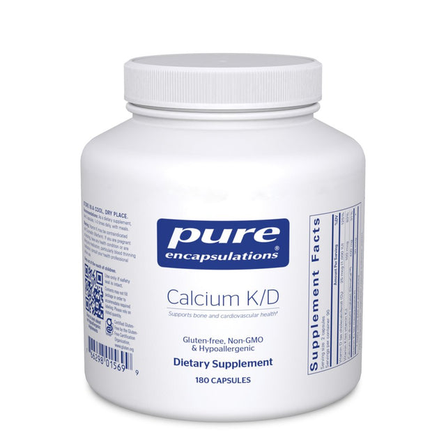 Pure Encapsulations Calcium K/D | Supplement for Bone Strength, Immune System, Colon, and Cardiovascular Health* | 180 Capsules