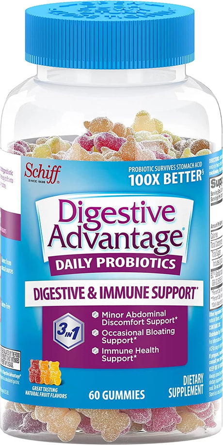 Digestive Advantage Probiotic Gummies for Digestive Health, Daily Probiotics for Women & Men, Support for Occasional Bloating, Minor Abdominal Discomfort & Gut Health, 80Ct Natural Fruit Flavors