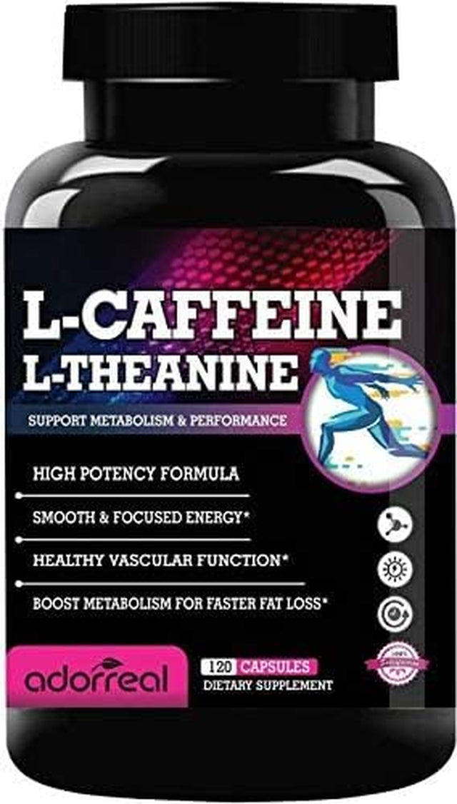 Adorreal L-Caffeine L-Theanine for Support Metabolism & Performance 120 Capsules