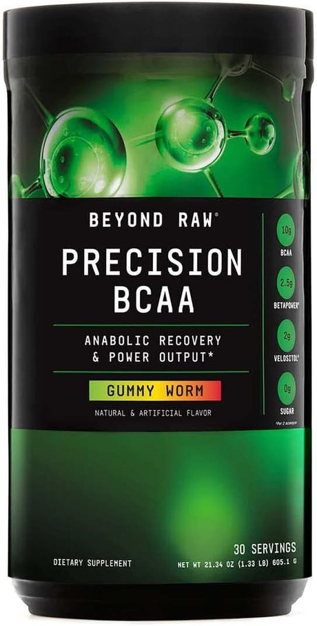 BEYOND RAW Precision BCAA Powder | Anabolic Recovery & Power Output | Gummy Worm | 30 Servings