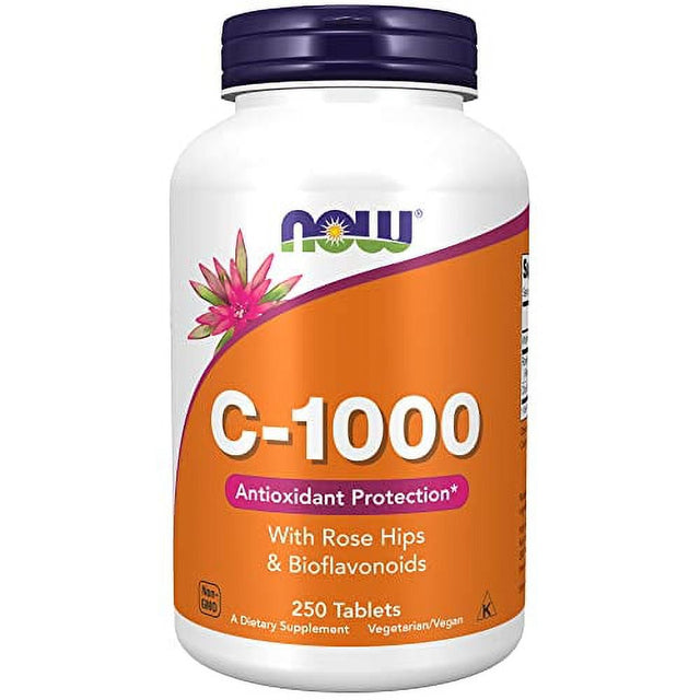 NOW Supplements, Vitamin C-1,000 with Rose Hips & Bioflavonoids, Antioxidant Protection*, 250 Tablets