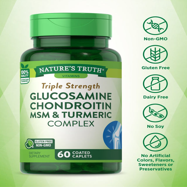 Glucosamine Chondroitin MSM Complex | 60 Caplets | Triple Strength Supplement for Joint Health | Non-Gmo, Gluten Free | by Nature'S Truth