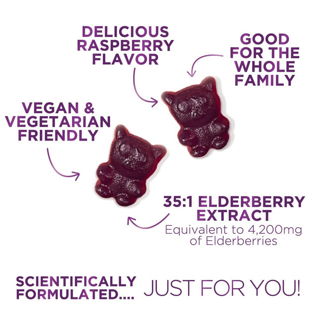 Nature’S Sambucus Elderberry Gummies, Immune Support for Kids and Adults, Max 35:1 Extract, Equivalent to 4200Mg of Elderberries, Black Elderberry Vitamin Supplement, Vegan, Non-Gmo - 120 Gummies