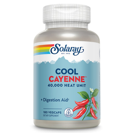 Solaray Cool Cool Cayenne 40,000 HU | Healthy Digestion, Circulation, Metabolism & Cardiovascular Support | 180 Vegcaps