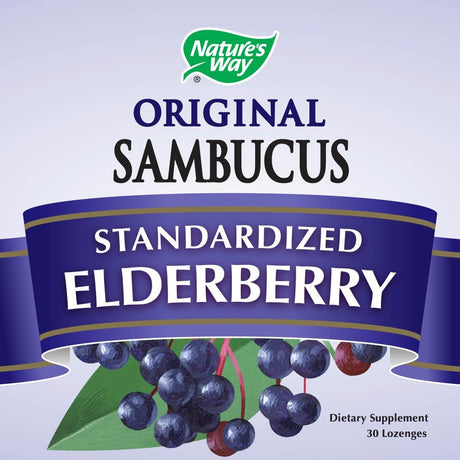 Nature'S Way Original Sambucus Elderberry Lozenges, Herbal Supplements with Vitamin C, Gluten Free, Vegetarian, 30 Count