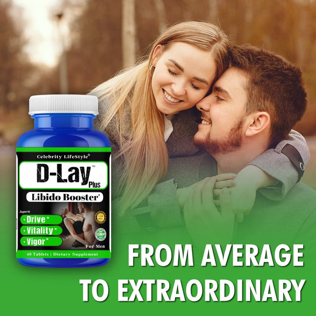 D-Lay plus Male Enhancing, Testosterone Booster Vitamins Supplements 60 Tablets by Celebrity Lifestyle