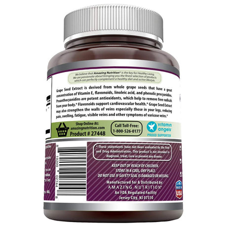 Amazing Formulas Grapeseed Extract 16000 Mg per Serving 240 Veggie Capsules - 20:1 Extract Equivalent to Approximately 16,000 Mg of Dry Grape Seed Powder(Non Gmo,Gluten Free)