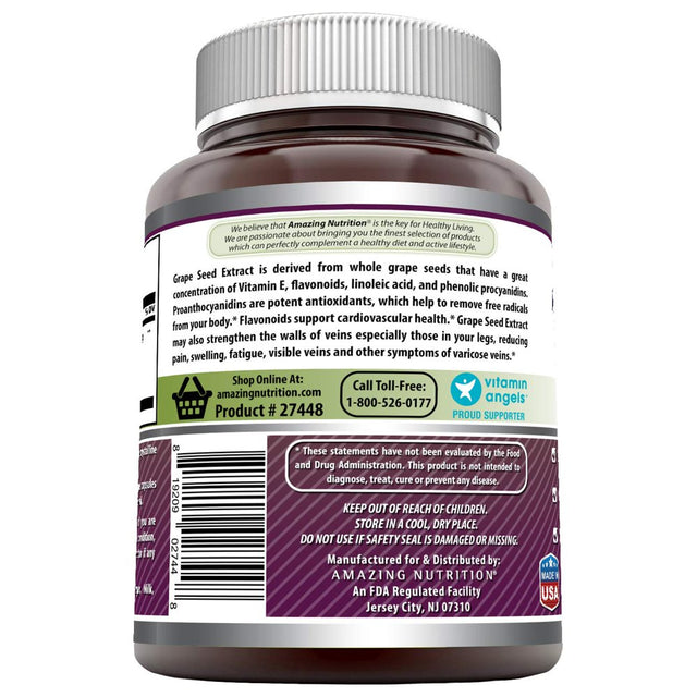 Amazing Formulas Grapeseed Extract 16000 Mg per Serving 240 Veggie Capsules - 20:1 Extract Equivalent to Approximately 16,000 Mg of Dry Grape Seed Powder(Non Gmo,Gluten Free)