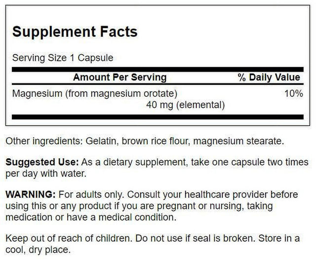 Swanson Magnesium Orotate 654 Mg 60 Caps 4 Pack