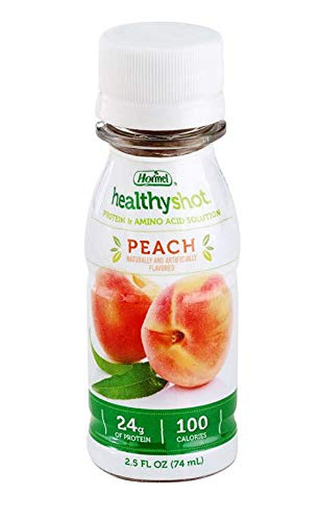 Healthy Shot Double Protein Oral Protein Supplement, Peach Flavor 2.5 Oz. Bottle Ready to Use, 72855 - Case of 24