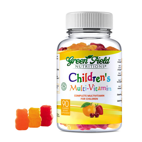 Greenfield Nutritions - Halal Kids Gummy Multivitamin, Vitamin C, D3, and Zinc for Immunity, B6 & Methyl B12 for Energy - Gelatin Free and Gluten Free-90 Gummies