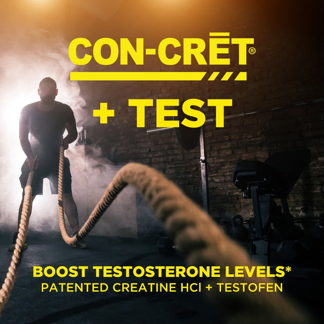 CON-CRET + TEST, Patented Creatine Hcl with Testofen, Boost Testosterone Levels, 60 Capsules