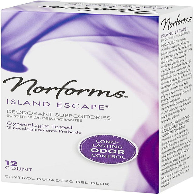 Norforms Feminine Deodorant Suppositories, Island Escape, 12 Ct