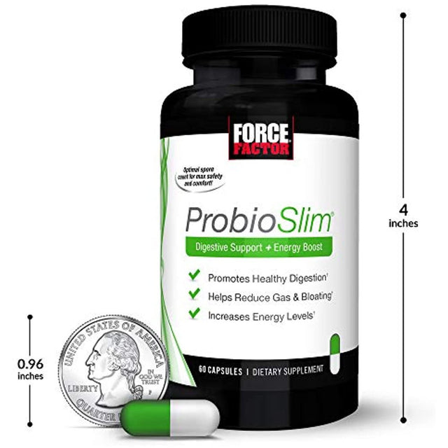 Probioslim Probiotic Supplement for Women and Men with Probiotics and Green Tea Extract, Reduce Gas, Bloating, Constipation, Support Digestive and Gut Health, Force Factor, 120 Capsules (2-Pack)