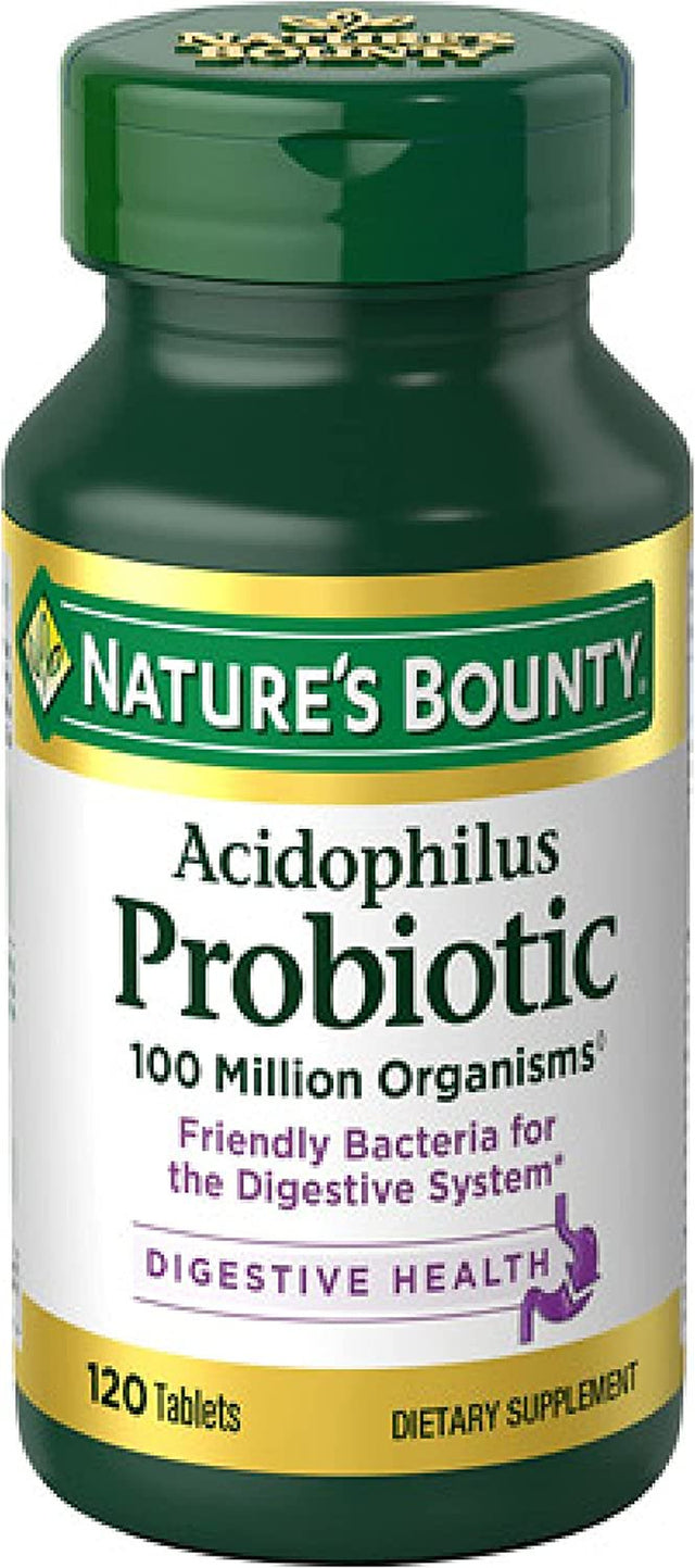 Nature’S Bounty Acidophilus Probiotic, Daily Probiotic Supplement, Supports Digestive Health, 1 Pack, 120 Tablets