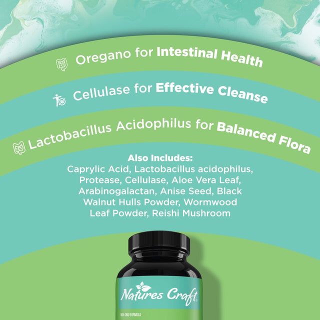 Nature'S Craft Candida Complex 60 Capsules - Probiotics, Digestive Enzymes & Oregano Leaf Extract