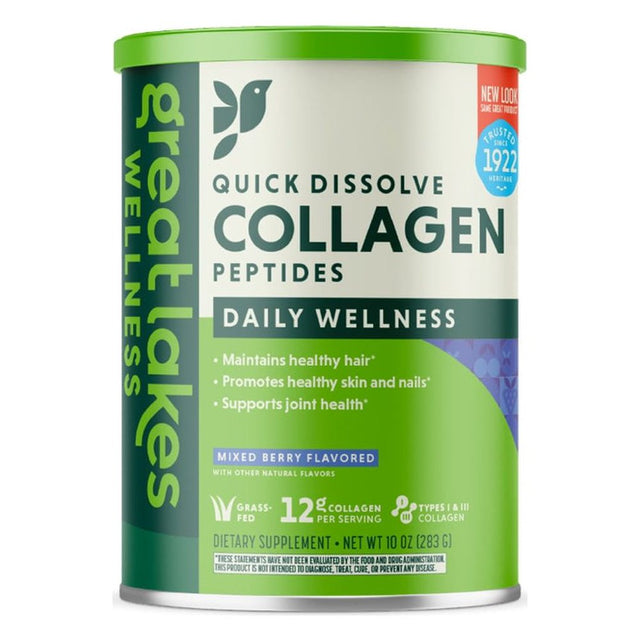 Great Lakes Wellness Quick Dissolve Collagen Peptides - Mixed Berry 10 Oz Pwdr