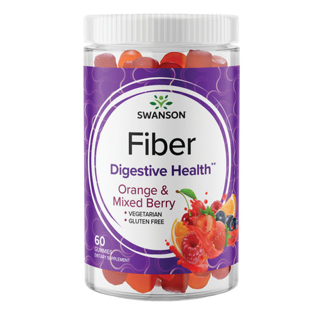 Swanson Fiber Gummies - Orange & Mixed Berry 60 Gummies