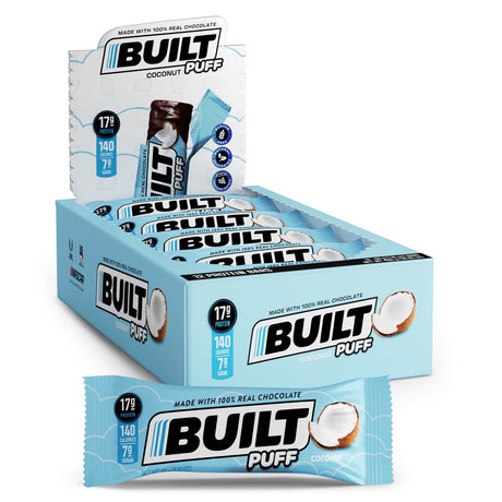 Built Bar Protein Bar, Gluten Free, Collagen, Coconut Marshmallow Puffs, 1.41Oz Bars, 12 Count