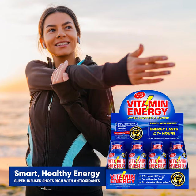 Vitamin Energy B12 Energy Shots | Natural Healthy Energy & Focus Drink | Sugar-Free Carb-Free Supplement | Vitamins B6, B12 | Energize up to 7+ Hours | Acai Pomegranate - 1.93 Fl Oz - Pack of 12