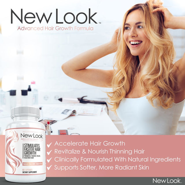 New Look Vitamins for Hair Growth, Skin & Nails | Natural Biotin Supplement for Women & Men 60 Caps