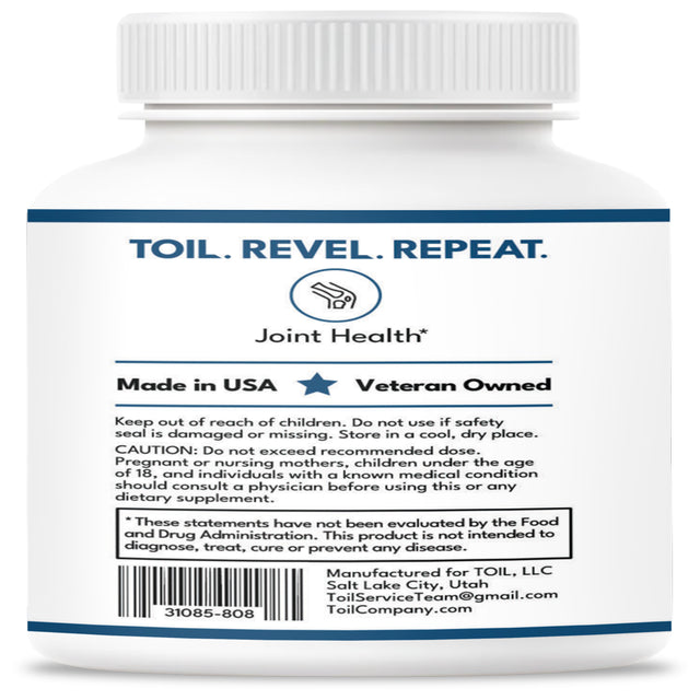 Mobility plus - Cartilage & Joint Health, Fights Inflammation with Glucosamine, Chondroitin, Turmeric & MSM. Joint Care from Toil, a Veteran Owned Company