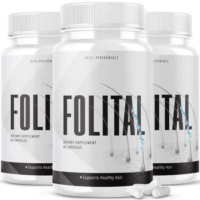 Folital Hair Growth Regrowth Vitamins Pills for Men Dietary Supplements (3 Pack - 180 Capsules)