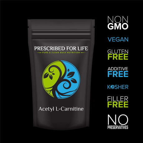 Prescribed for Life Acetyl L-Carnitine Hcl Powder | Natural ALCAR Powder | Cognitive Amino Acid Bulk Supplements | Pure L-Carnitine Powder (2 Oz)