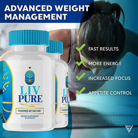 (3 Pack) Liv Pure Weight Loss Pills, Liv Pure Liver Detox Management Capsules Supplement, Livpure Advanced Formula Health Support - Live Pure Detox Stomach Cleanse Livepure (180 Capsules)